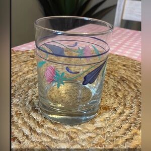Set of 5 Vintage Lenox Poppies on Blue Double Old Fashioned Glass Tumbler